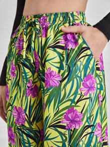 SWINGING 60'S Floral Print Wide Leg Trousers - Multicolor - View 6