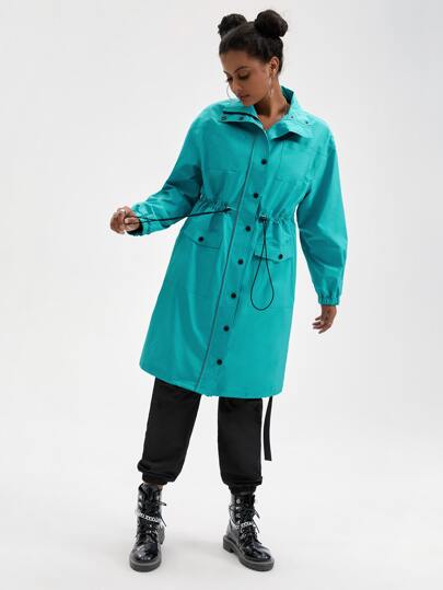 AURALITE Designer Drawstring Waist Drop Shoulder Coat, Holiday