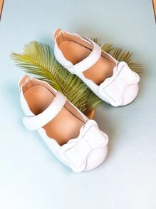 Girls Bow Decor Mary Jane Flats - White - View 1