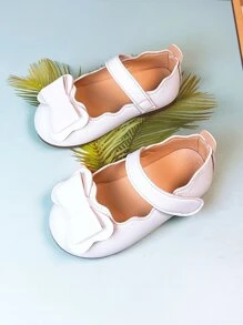Girls Bow Decor Mary Jane Flats - White - View 2