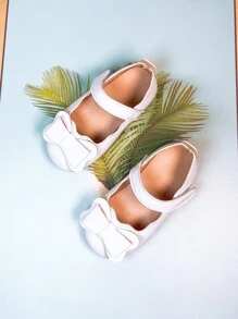 Girls Bow Decor Mary Jane Flats - White - View 3