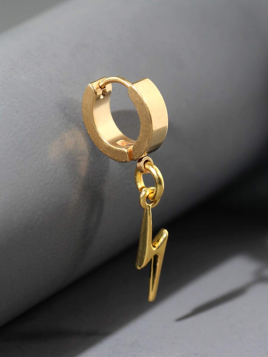 1pc Fashionable And Versatile Stainless Steel Earring For Men - Yellow Gold - View 1