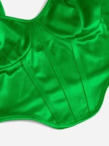 SHEIN Privé Áo hai dây Bất đối xứng màu trơn Giải trí - màu xanh lá - Xem 5