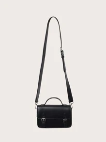 High School Students University Freshman Multifunctional Sling Bag Shoulder Bag Casual Bag Mini Men Buckle Decor Flap Messenger Bag, Handbag Schoolbag For Travel,College,Outdoors,Sports,Commute College Bag Fathers Day Gifts Summer Dad For Books Back To School Multi-Functional Dorm Sling Bag For Man Man Bag Cross Body Bag Side Bag School Supplies Fall Bag For Man Cylinder Bag Old Money Halloween Christmas Gifts For Men Scream Men Bag Crossbody Bag Bag For Men Winter Thanksgiving Purse Holiday Storage Bag Tote Bag Bum Bag Belt Bag Rider Bag Fanny Pack Beach Bag Gym Bag PU Material Crossbody Bag Retro Business Shoulder Bag Ideal Gift For Men Simpler Classic Satchel Bag - Black - View 2