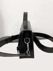 High School Students University Freshman Multifunctional Sling Bag Shoulder Bag Casual Bag Mini Men Buckle Decor Flap Messenger Bag, Handbag Schoolbag For Travel,College,Outdoors,Sports,Commute College Bag Fathers Day Gifts Summer Dad For Books Back To School Multi-Functional Dorm Sling Bag For Man Man Bag Cross Body Bag Side Bag School Supplies Fall Bag For Man Cylinder Bag Old Money Halloween Christmas Gifts For Men Scream Men Bag Crossbody Bag Bag For Men Winter Thanksgiving Purse Holiday Storage Bag Tote Bag Bum Bag Belt Bag Rider Bag Fanny Pack Beach Bag Gym Bag PU Material Crossbody Bag Retro Business Shoulder Bag Ideal Gift For Men Simpler Classic Satchel Bag - Black - View 4