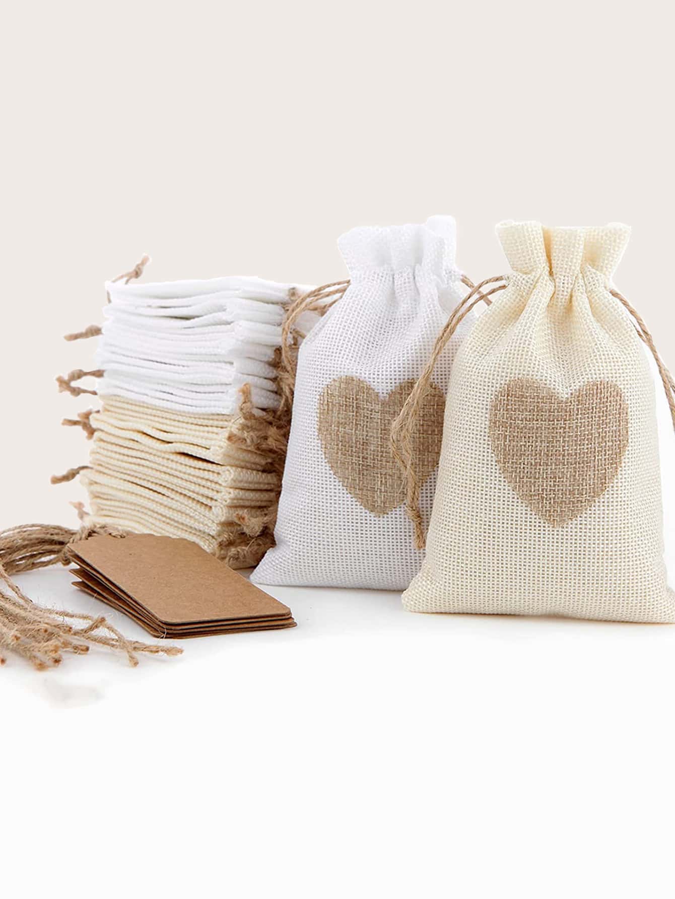 Lot De 50 Sacs Cadeaux En Toile De Jute Gris - 5x8 Pouces (5x7 Intérieur) Avec Cordon