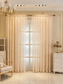 Rèm đơn bảng thêu hoa - Màu be - Xem 6