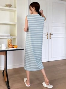 DAZY Vestido para dormir con estampado de rayas - Celeste - Ver 2