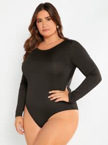 SHEIN Essnce 大碼垂墜露背T恤連體衣 - 黑色 - 查看 2