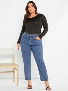 SHEIN Essnce 大碼垂墜露背T恤連體衣 - 黑色 - 查看 3