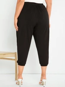 SHEIN LUNE taglie forti Pantaloni capris monocolore tasca inclinata