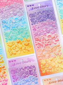 1 feuille Autocollant avec motif cœur aléatoire - Multicolore - Voir 1