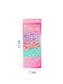 1 feuille Autocollant avec motif cœur aléatoire - Multicolore - Voir 3