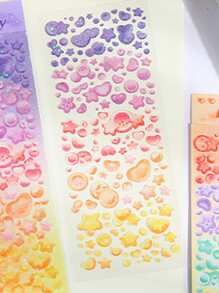 1 feuille Autocollant avec motif cœur aléatoire - Multicolore - Voir 5