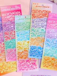 1 feuille Autocollant avec motif cœur aléatoire - Multicolore - Voir 6