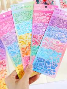 1 feuille Autocollant avec motif cœur aléatoire - Multicolore - Voir 7