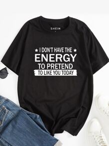 Men Slogan Graphic Tee - Black - View 1