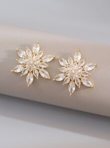 水鑽設計耳釘 - 金黃色 - 查看 2