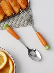1pc Carrot Decor Fork & 1pc Spoon - Multicolor - View 7