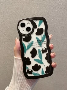 Floral Pattern Clear Phone Case - Multicolor - View 1