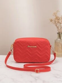 Mini Neon Red Chevron Letter Graphic Square Bag - Red - View 1