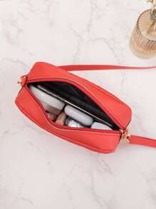 Mini Neon Red Chevron Letter Graphic Square Bag - Red - View 2