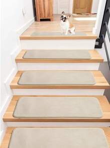 1 pieza Alfombra de escalera unicolor - Beis - Ver 1