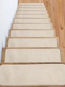 1 pieza Alfombra de escalera unicolor - Beis - Ver 3