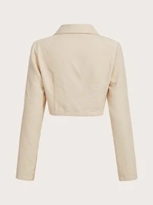 SHEIN EZwear 大碼西裝領單釦西裝外套 - 米色 - 查看 2