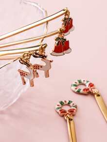 6pcs Christmas Design Fork & Spoon - Gold - View 3