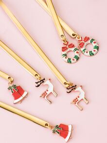 6pcs Christmas Design Fork & Spoon - Gold - View 4