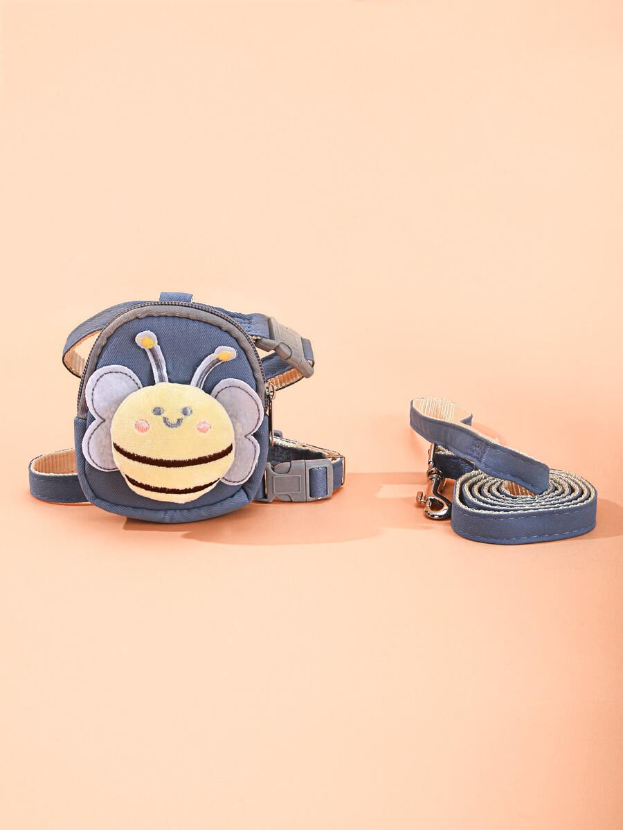 1 套宠物可爱粉色大黄蜂项圈和牵引绳套装 - 藍色 - 查看 1