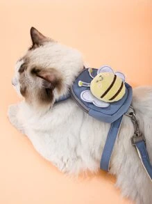 1 套宠物可爱粉色大黄蜂项圈和牵引绳套装 - 藍色 - 查看 2