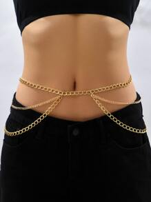 Cadena para la cintura minimalista a capas - Amarillo Oro - Ver 4