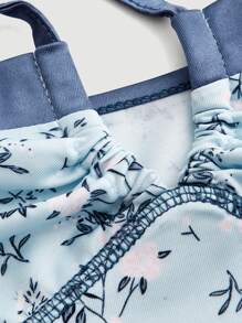 SHEIN MOD Floral Print Knot Front Crop Cami Top - Baby Blue - View 4