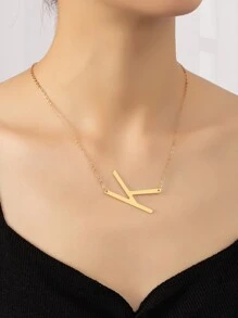 字母墜飾項鍊 - 金黃色 - 查看 1
