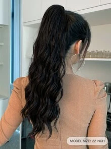 ZURO 22 英寸超长黑棕色波浪马尾辫接发超长环绕式合成纤维发夹女士（1 件，黑棕色） - 棕色 - 查看 3
