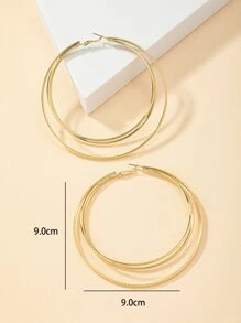 極簡風格圓耳環 - 金黃色 - 查看 4