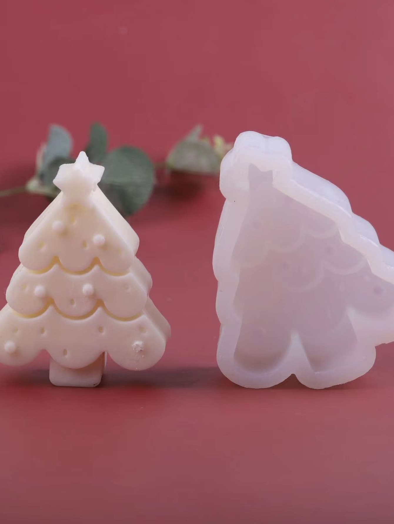 1 pieza Molde de silicona con diseño de árbol de Navidad DIY - Blanco - Ver 1