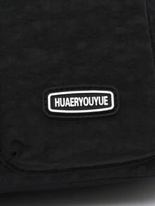 字母貼花裝飾流浪包書包，適合畢業生、青少年女孩、新生、大二、大三、大學、大學和高中，非常適合戶外、旅行和返校 - 黑色 - 查看 5