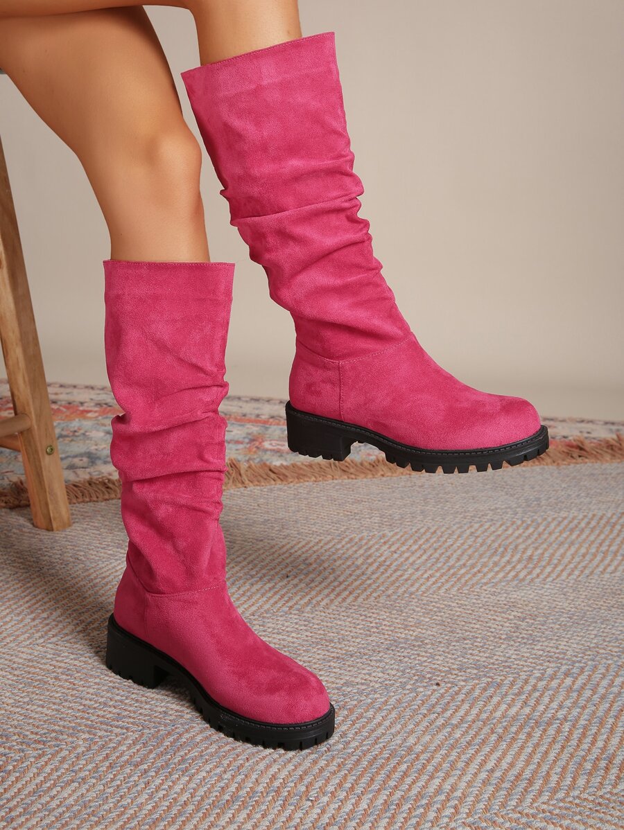 Botas arrugadas sintética sin cordones - Rosa Fucsia - Ver 1