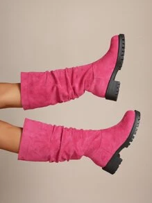 Botas arrugadas sintética sin cordones - Rosa Fucsia - Ver 3