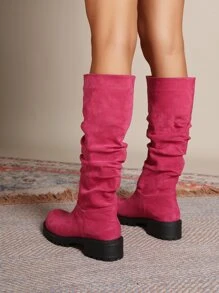 Botas arrugadas sintética sin cordones - Rosa Fucsia - Ver 4