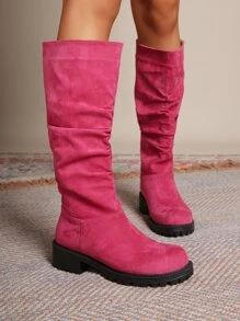 Botas arrugadas sintética sin cordones - Rosa Fucsia - Ver 5
