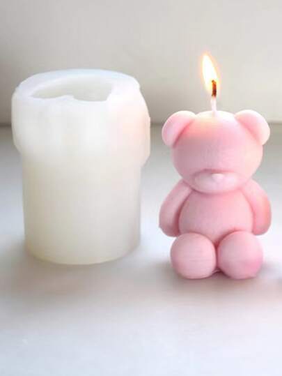 1入組熊設計矽膠蠟燭模具