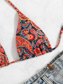 Swim Vcay Top bikini halter con estampado de paisley - Multicolor - Ver 5