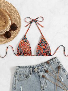 Swim Vcay Top bikini halter con estampado de paisley - Multicolor - Ver 6
