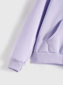 SHEIN Unity Zip Up Drop Shoulder Drawstring Hoodie - Lilac Purple - View 3