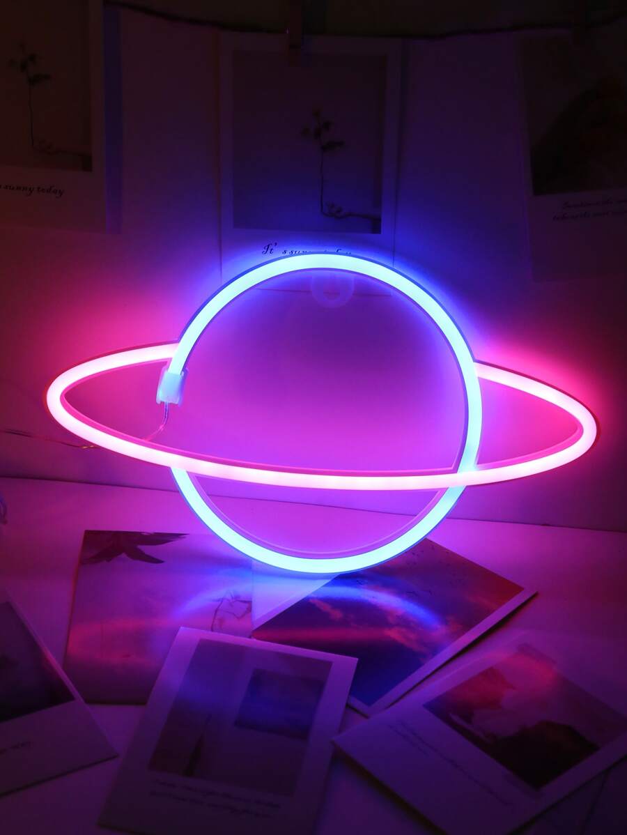 1 个 LED 星球形霓虹灯带挂钩，USB 和电池供电土星形设计霓虹灯，适用于桌子、卧室、墙壁、派对、学生宿舍、游戏室、婚礼装饰、送给朋友的生日礼物