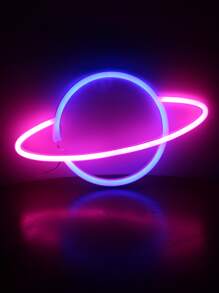 1 个 LED 星球形霓虹灯带挂钩，USB 和电池供电土星形设计霓虹灯，适用于桌子、卧室、墙壁、派对、学生宿舍、游戏室、婚礼装饰、送给朋友的生日礼物 - 彩色 - 查看 4